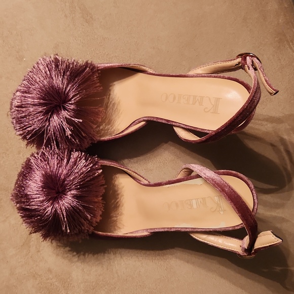 Kmeioo beautiful pumps Puff pompon Hight heel pointed toe size 7 - Picture 11 of 15